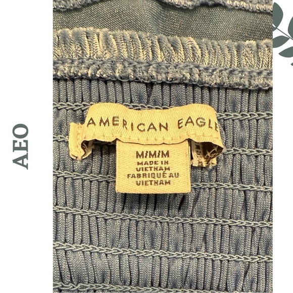 🛍️3/$40 AEO Blue Velour Peplum Cami Spaghetti Strap Crushed Velvet Look – Size M - Picture 5 of 5